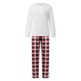 thumbnail image 4 of Family Matching Christmas Pajamas, Solid Color Tops  Plaid Pants Holiday Sleepwear Set, 4 of 11