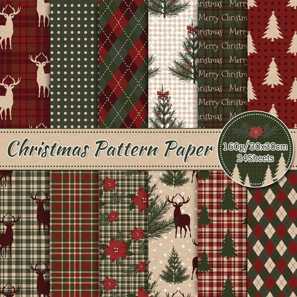 Papel para álbum de recortes con estampado navideño, 24 hojas, 30 x 30 cm, de Whaline