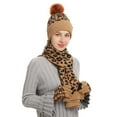 thumbnail image 3 of SERTG Women's 3 PC Set Thick Hat Winter Knitted Warm Comfortable Gloves,Fashion Hat,Soft Scarf Outdoor Hat Set(Khaki,Free Size), 3 of 5