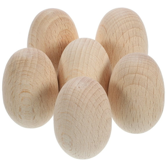 Masteelf 6pcs Fake Eggs Wood Craft Eggs Unfinished Wooden Eggs for Painting Craft Eggs Wood Eggs