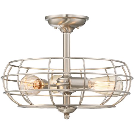 

Semi Flush 3 Light With Satin Nickel Finish Incandescent Bulbs 16 inch 300 Watts