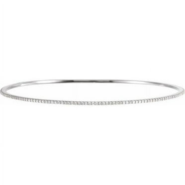 14K White 1 CTW Diamond Stackable Bangle 8" Bracelet