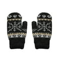 thumbnail image 1 of 1 Pair Women Gloves Color Block Snowflake Pattern Autumn Winter Warm Windproof Gloves for Outdoor, 1 of 10
