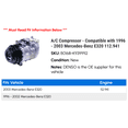 thumbnail image 2 of A/C Compressor - Compatible with 1996 - 2003 Mercedes-Benz E320 112.941 1997 1998 1999 2000 2001 2002, 2 of 2