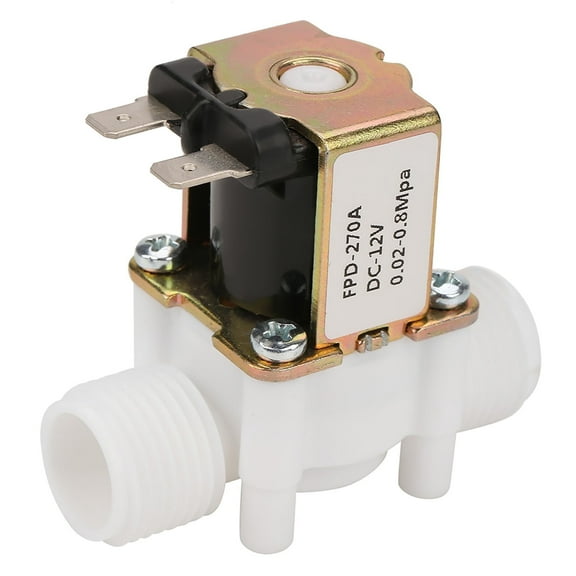 Solenoid Valve, 12V G1/2 NC Plastic Electrical Inlet Solenoid Water Valve Smart Water Valve Pressure Regulating Valve for Water Dispense FPD-270A