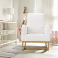 thumbnail image 3 of Ourlova Upholstered Glider Rocking Chair High Back Nursery Chair with Side Pocket Wood Legs 300lbs Capacity Modern Rocker for Breastfeeding Storytime White, 3 of 9