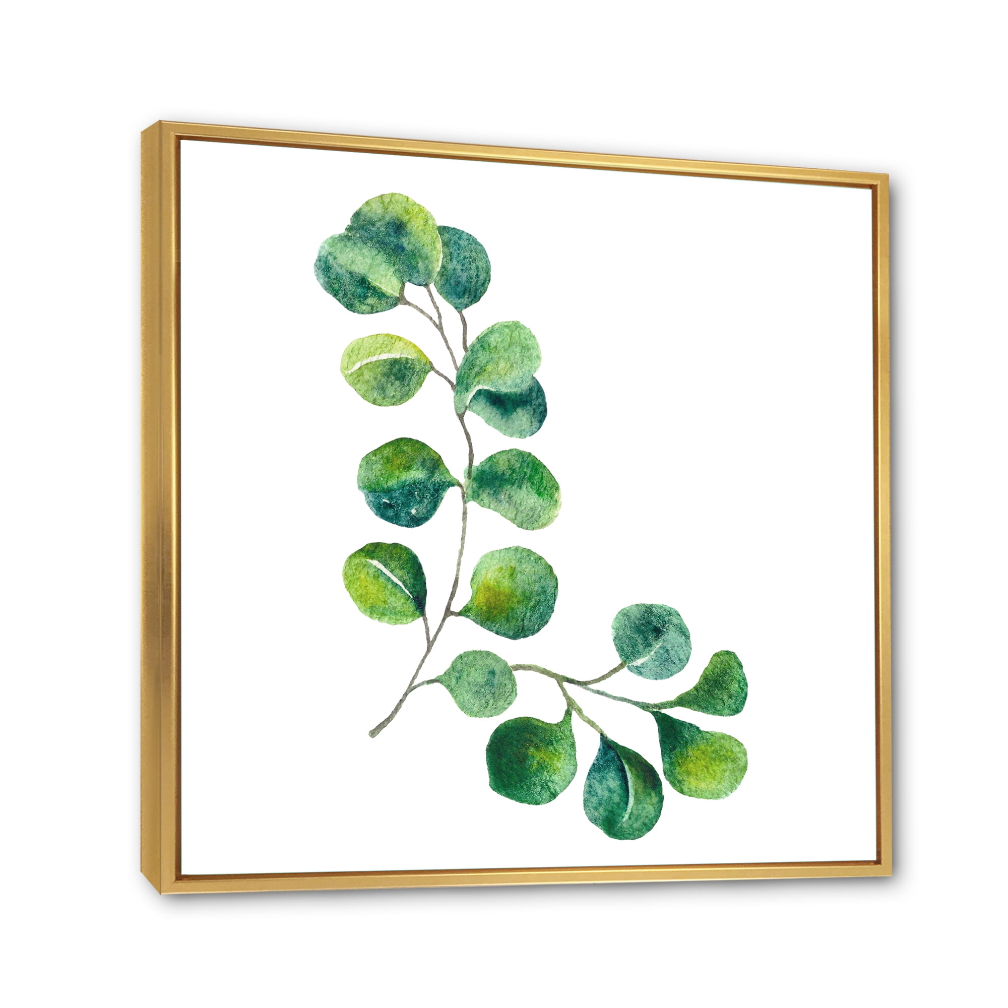 Designart 'Green Eucalyptus Plant Branches II' Traditional Framed Canvas Wall Art Print