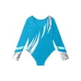 thumbnail image 3 of IEFIEL Girls Long Sleeves V Neck Shiny Glitters Gymnastics Dance Leotard,Sizes 6-16 Blue 14, 3 of 5