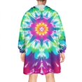 thumbnail image 2 of Colorful Rainbow Tie Dye Spiral Pattern Wearable Oversized Blanket,Wearable Blanket Hoodie for Adults,Cozy Hooded Blankets with Super Pockets,Super Warm Fuzzy Pullover for Women & Men, 2 of 6