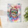 thumbnail image 2 of Hippie Abyssinian Portrait Watercolor Tie-Dye Vintage Styles Vertical Matte Canvas Poster Cat Lover Kitten Owner Gifts Wall Art Home Decor - 00014, 2 of 5