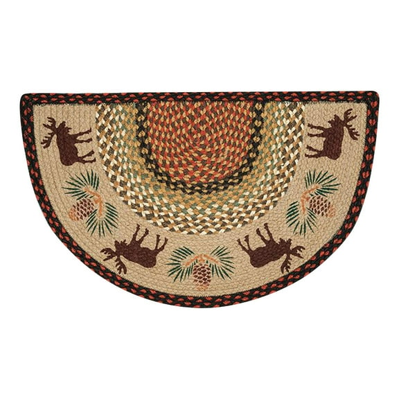 Home Indoor Decorative Jute SCP-19 Moose, Pinecone Printed Slice Rug - 18"x29"