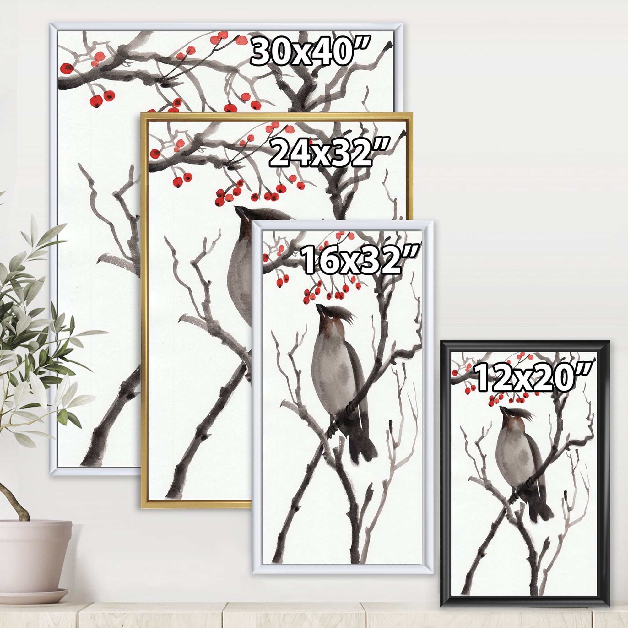 Designart 'Ancient Australian Bird Illustrations III' Traditional Framed Canvas Wall Art Print