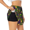 thumbnail image 2 of Disketp Mardi Gras7 Print Women's Shorts Workout Shorts for Athletic Gym Running Shorts with Phone Pockets Medium, 2 of 8