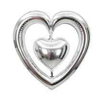 Minjewel 30 Inch Valentines Red Hearts Balloons Set, 4D Foil Balloons for Valentine's Day Decorations, Party, Wedding, Romantic Home Decor,Silver