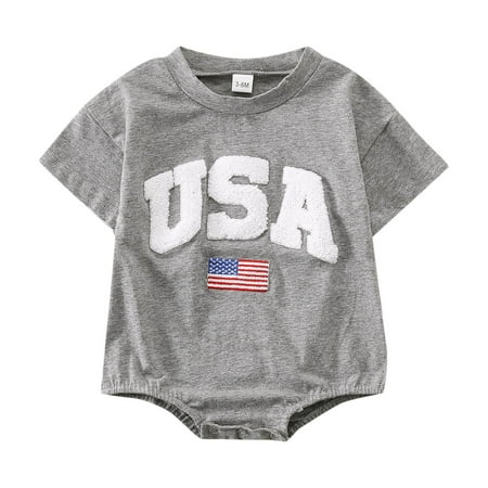 

JIKNTTR Baby Clothes Soft Bodysuit Boys Girls Short Sleeve Independence Day 4Th Of July Romper Bodysuits Soft Bodysuit Jumpsuit One Piece Outfits