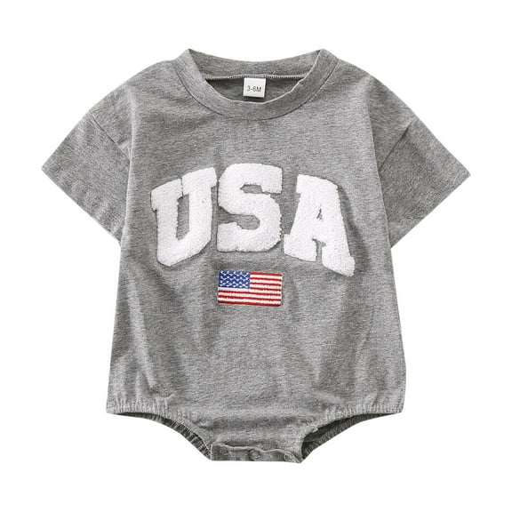 Angala Infant Boys Girls Short Sleeve Independence Day 4th Of July Romper Newborn Bodysuits Cozy Stylish Baby Clothes 3-6 Months