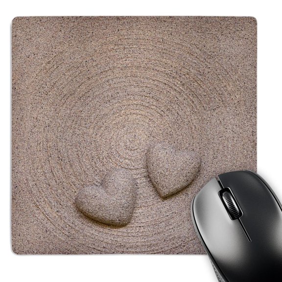 3dRose, Two Sand Hearts On A Zen Circle, MousePad