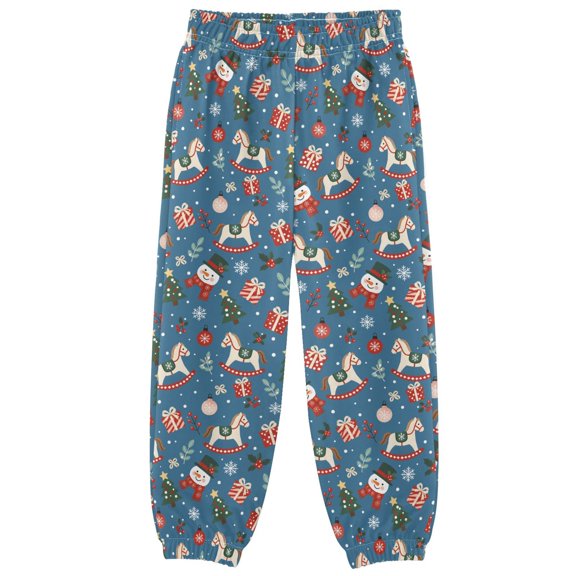 Snowman and Wooden Horse Boys Pants Kids Casual Sweatpants Joggers Toddler Sports Pants 3-10 Years