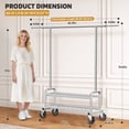 thumbnail image 6 of LZNIOZ 660 lbs Heavy Duty Clothes Rack, Garment Rack with Wheels and 2 Mesh Shelves, Stainless Steel Clothing Racks for Hanging Clothes Organizer , 66"L×71"H×17"W, 6 of 11