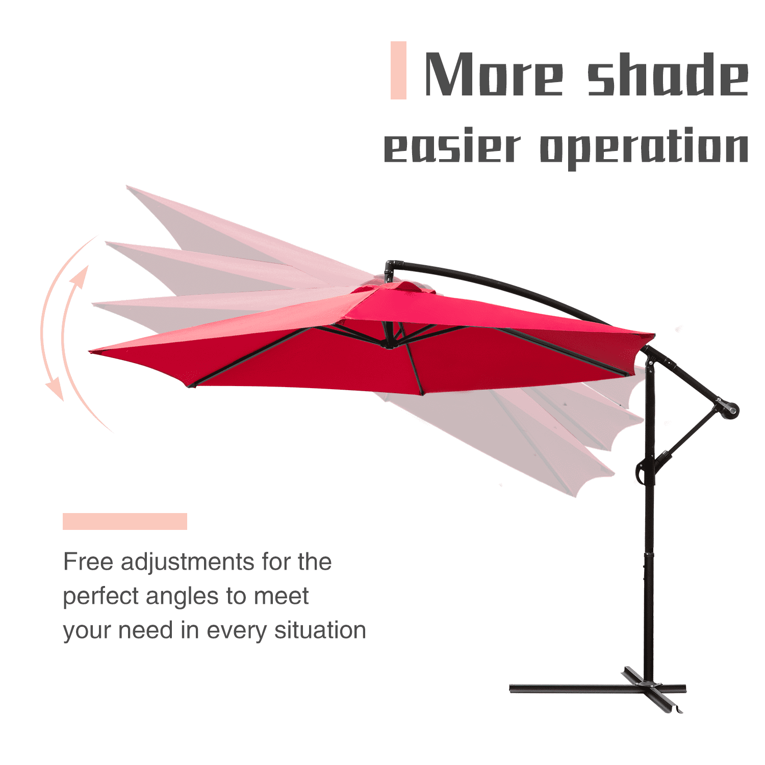 Lacoo 10-Foot Offset Hanging Polyester Market Outdoor Patio Umbrella Steel Frame and Easy Tilt, Red