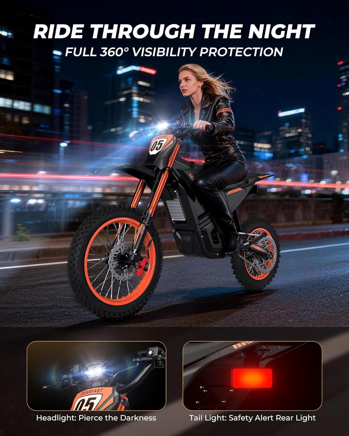 GOLUCKY Electric Dirt Bike, 3500W, 43MPH & 60 Miles, 48V/23.5AH Removable Battery, 14"/12" Tire, Hydraulic Brakes & Full Suspension, Mountain Off-Road E Dirt Bike