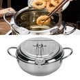 thumbnail image 1 of Fish Fryer Pot, 304 Stainless Steel Deep Fryer Pot Temperature Control Multifunctional Oil Saving Thickened with Lid, with Oil Drip Drainer Rack for Kitchen, for Frying Chicken, 1 of 7