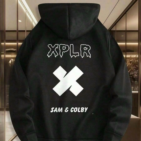 New Spring And Autumn Hoodies For Men, Casual Everyday Comfort Versatile Drawstring Hooded Sweatshirt, X SAM 8 COLBY, Print, Front Pocket, Men's Top