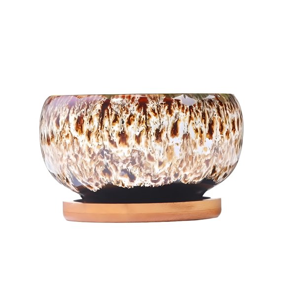 ACDANC Glazed Ceramic Flower Pot (White),Circular Glazed Ceramic Pottery Planter Set Unique Color Blend Succulent Garden Pot Display