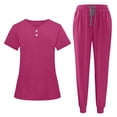 thumbnail image 3 of Womens Scrub Sets Jogger Pants with Drawstring & Nursing Uniforms Set with Pockets & Stretch V-Neck Top S, 3 of 5