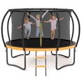 thumbnail image 1 of 14FT Trampoline, Round Outdoor Big Trampoline with Inner Safety Enclosure Net, Thickened Recreational Trampoline with Ladder and PVC Spring Cover Padding for Adults and Kids, Black+Orange, 1 of 7