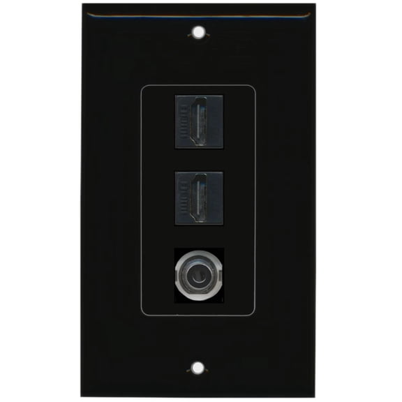 Ultra Spec Cables 2 Port HDMI 3.5mm Wall Plate Black