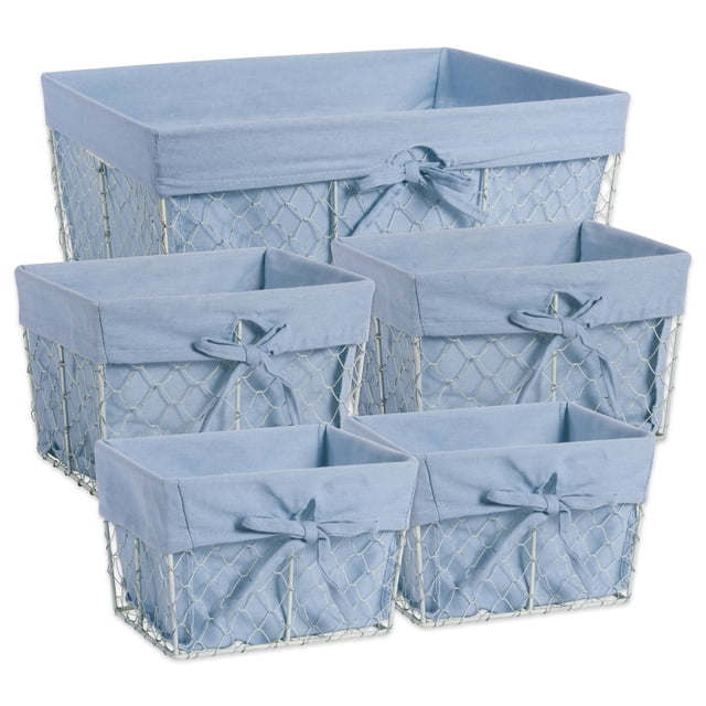 Cestas de almacenamiento DII Farmhouse Chicken Wire con forro, juego de 5