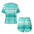thumbnail image 6 of "Wukai Teal Turquoise Women's Pajama Set - Short-Sleeve Top and Shorts with Elastic Waistband and Pockets for Loungewear, Yoga, and Casual Wear-3X-Large, 6 of 8