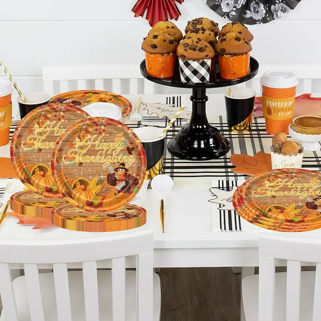 Uklsqma 20 Pieces Thanksgiving Paper Dinner Plates | Multicolor Pumpkin Turkey Design | 8.86 Inch Disposable Fall Party Tableware | Durable, Easy Cleanup | Ideal for Thanksgiving, Family Gath