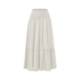thumbnail image 4 of GJSYRH Women's Summer Casual Elegant Smock Layered Tiered Maxi Skirt High Waisted A Line Flowy Long Skirts with Pockets White L, 4 of 7