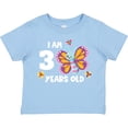 thumbnail image 3 of Inktastic I Am 3 Years Old Cute Smiling Butterfly with Flowers Girls Toddler T-Shirt, 3 of 5