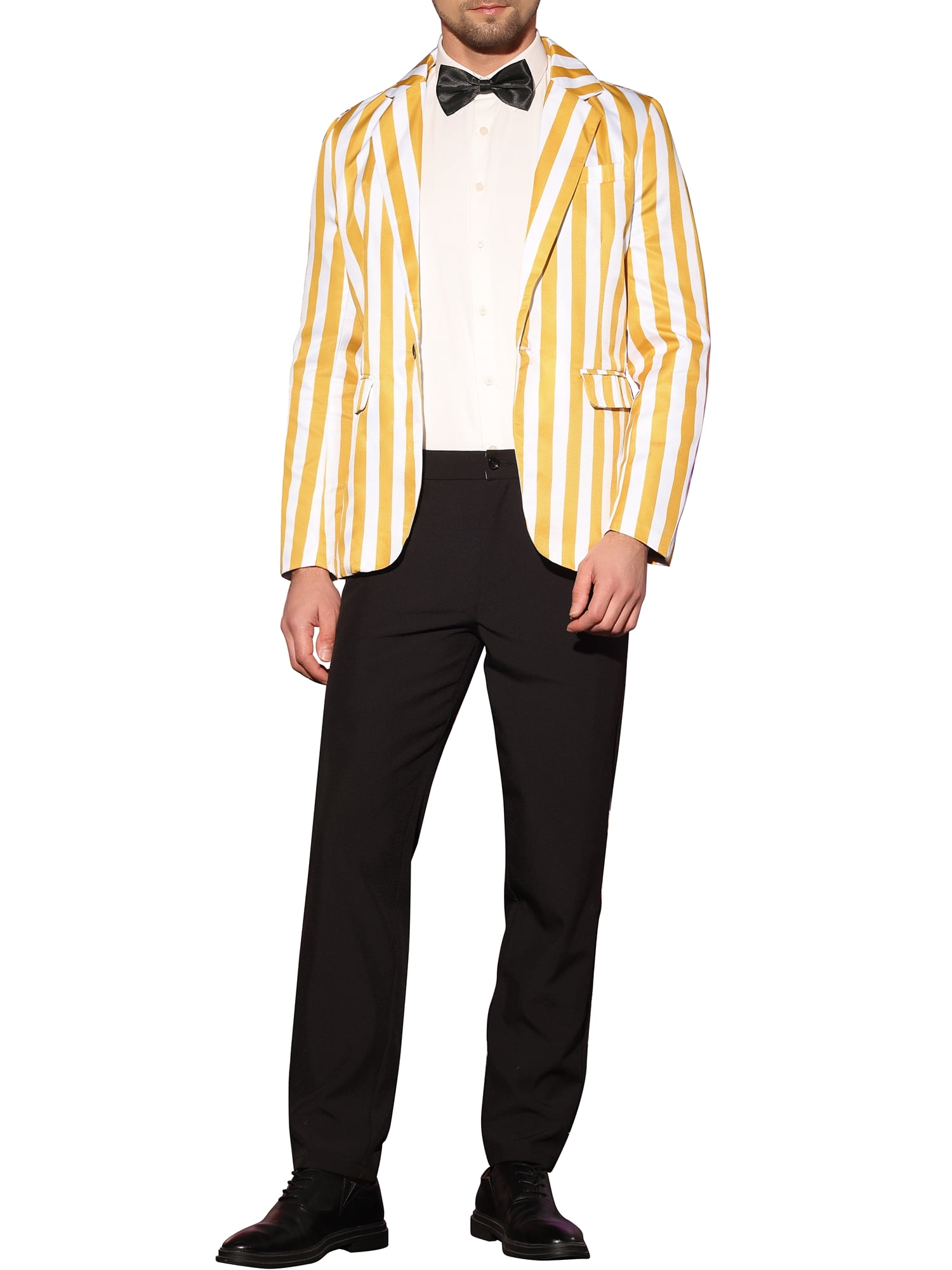 INSPIRE CHIC Men's Suit Striped Single Breasted Slim Fit Casual