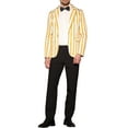 thumbnail image 2 of INSPIRE CHIC Men's Suit Striped Single Breasted Slim Fit Casual Vertical Stripes Blazer 2XL Yellow White, 2 of 5
