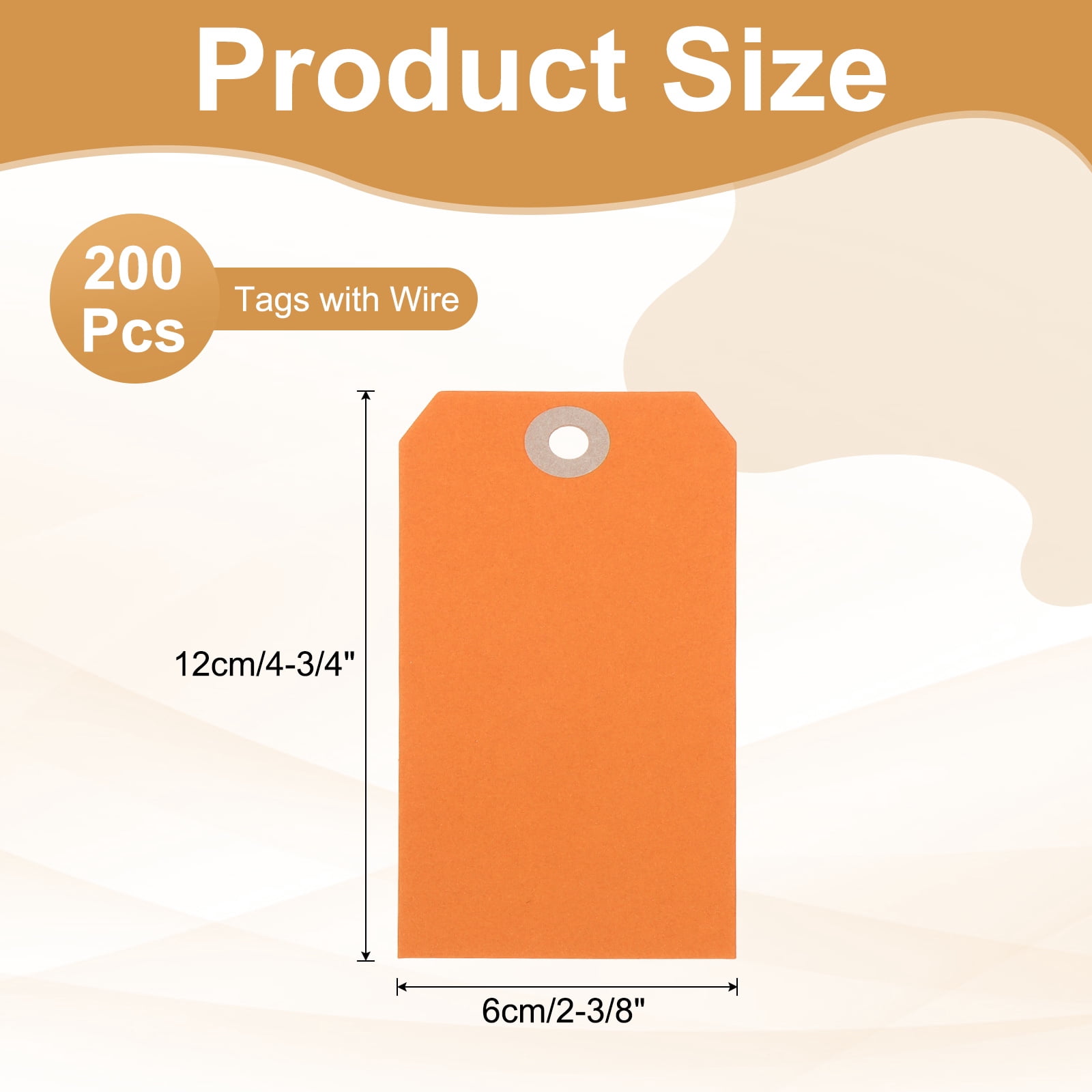 Uxcell Blank Shipping Tags Shipping Tags with Wire Manila Hang Label Tags with Reinforced Eyelet for Inventory Gift Label Orange 4-3/4"