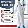 thumbnail image 6 of Medical Nation Disposable Hazmat Suit with Hood, 4XL, Heavy-Duty, Breathable & Water-Resistant Coverall, White, 02-Pack, 6 of 8