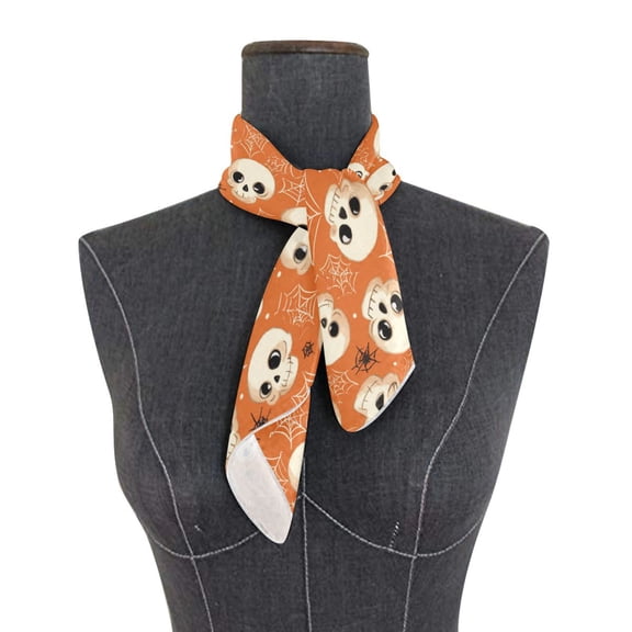 Square Scarf 24x24 Inch Adorable Skulls and Spider Webs Silky Satin Sun Protection Neck Scarf for Women Multi-Purpose Head Wrap Bandana for Hair Bag Decoration