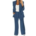 thumbnail image 4 of Autumn Business Casual Two Piece Suit For Women Polyester Jackets With Wide Leg Pants Wrinkled Resistant Office Wear Set, 4 of 9
