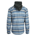 thumbnail image 3 of O'Neill Men's Blue Shadow Flannel Shirt Redmond Hooded Horizontal Striped (S18), 3 of 11