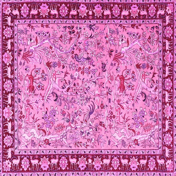 Ahgly Company Indoor Square Animal Pink Traditional Area Rugs, 5' Square