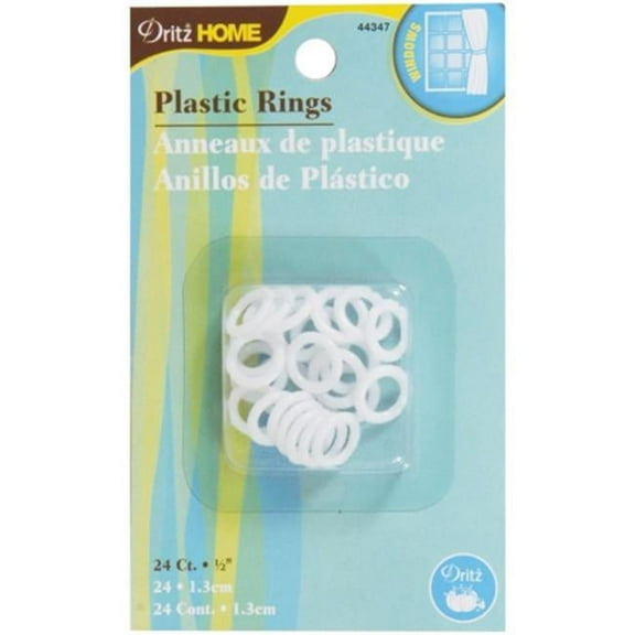 Dritz Home 44347 Plastic Rings, 1/2-Inch, White (24-Piece)