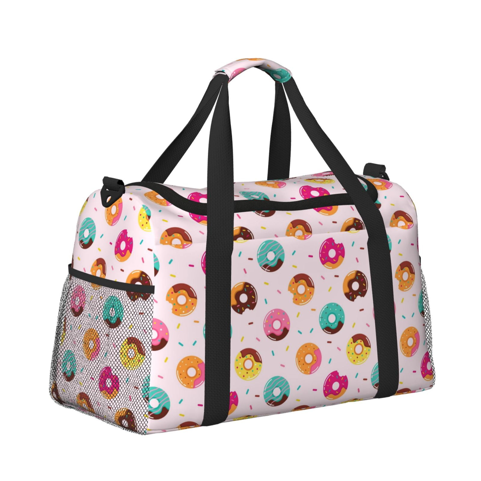 Fuzoiu Donut Print Travel Duffle Bag,Carry On Tote Bags,Duffel Bag,Sport Gym Bag, Hospital Bag for Labor and Delivery, Overnight Bag,Luggage Bag
