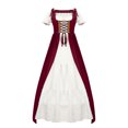 thumbnail image 1 of Vestido de mujer de moda informal medieval con retazos y manga corta con cintura alta para juego de rol, 1 of 3