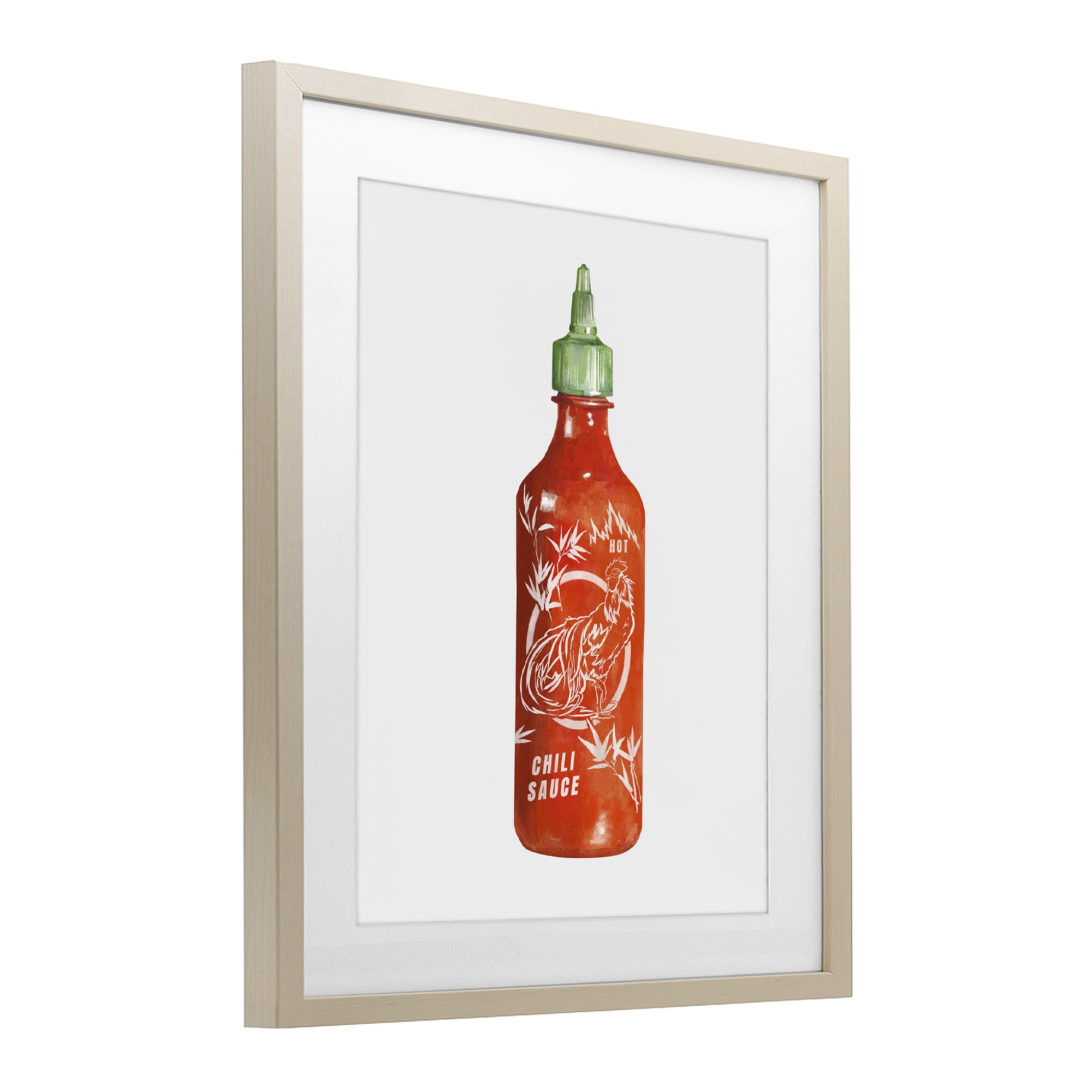 Stupell Industries Iconic Hot Sauce Bottle Birch Framed Print Under Glass, design by Rylen McNett