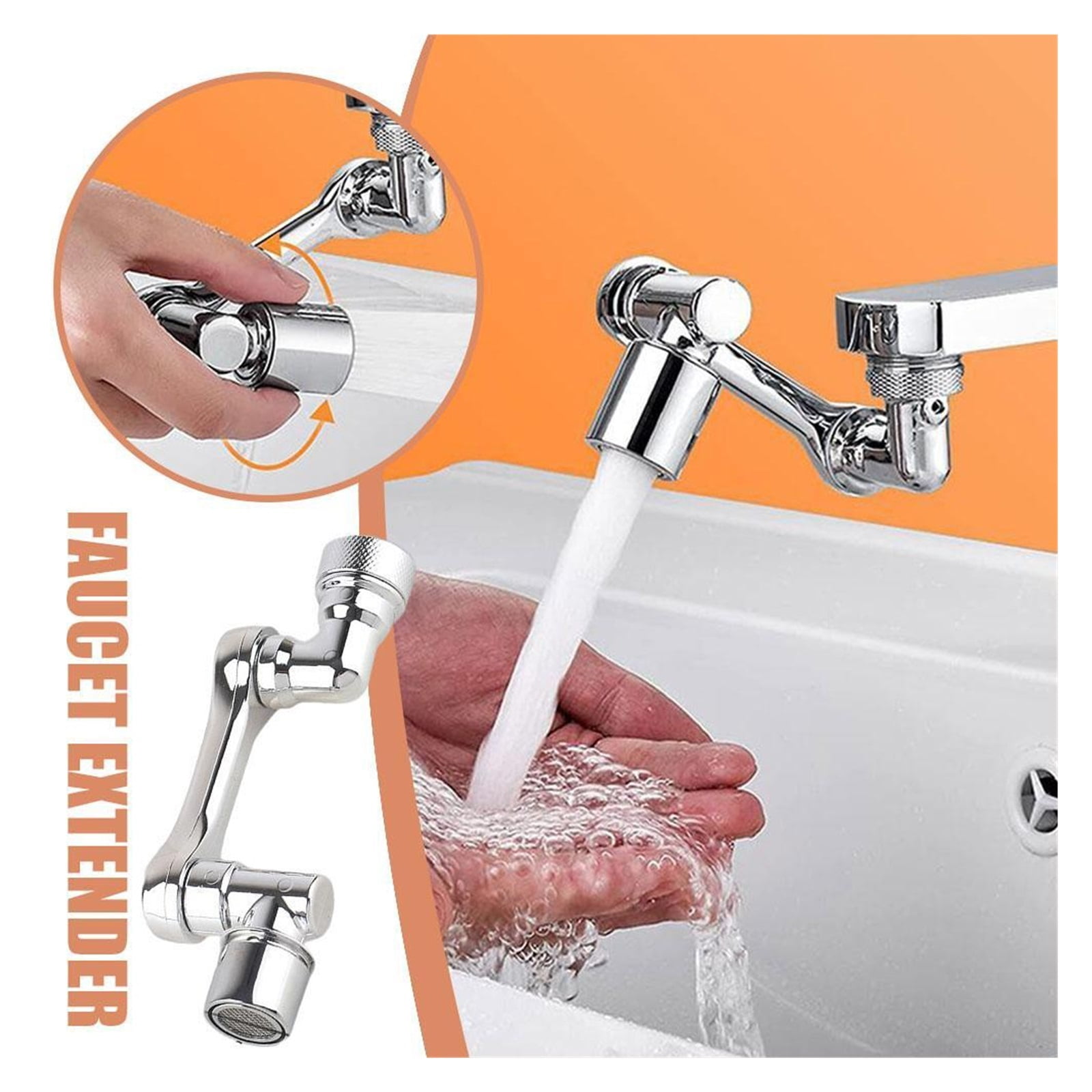 Universal 1080° Swivel Robotic Arm Swivel Extension Faucet Aerator Plastic Faucet Spray Head Wash Basin Tap Extender Adapter ,Water Saving