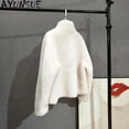 thumbnail image 5 of Chaquetas de lana 100% AYUNSUE para mujer 2024, abrigo corto de piel auténtica, estilo cálido para mujer, chaqueta de cuello alto para otoño e invierno, parka, 5 of 5